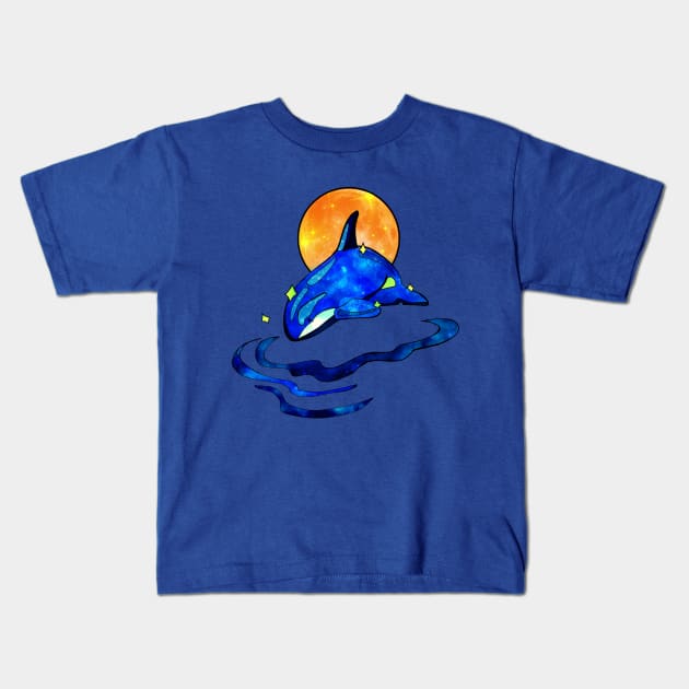 Whale Moon Kids T-Shirt by JulietLake